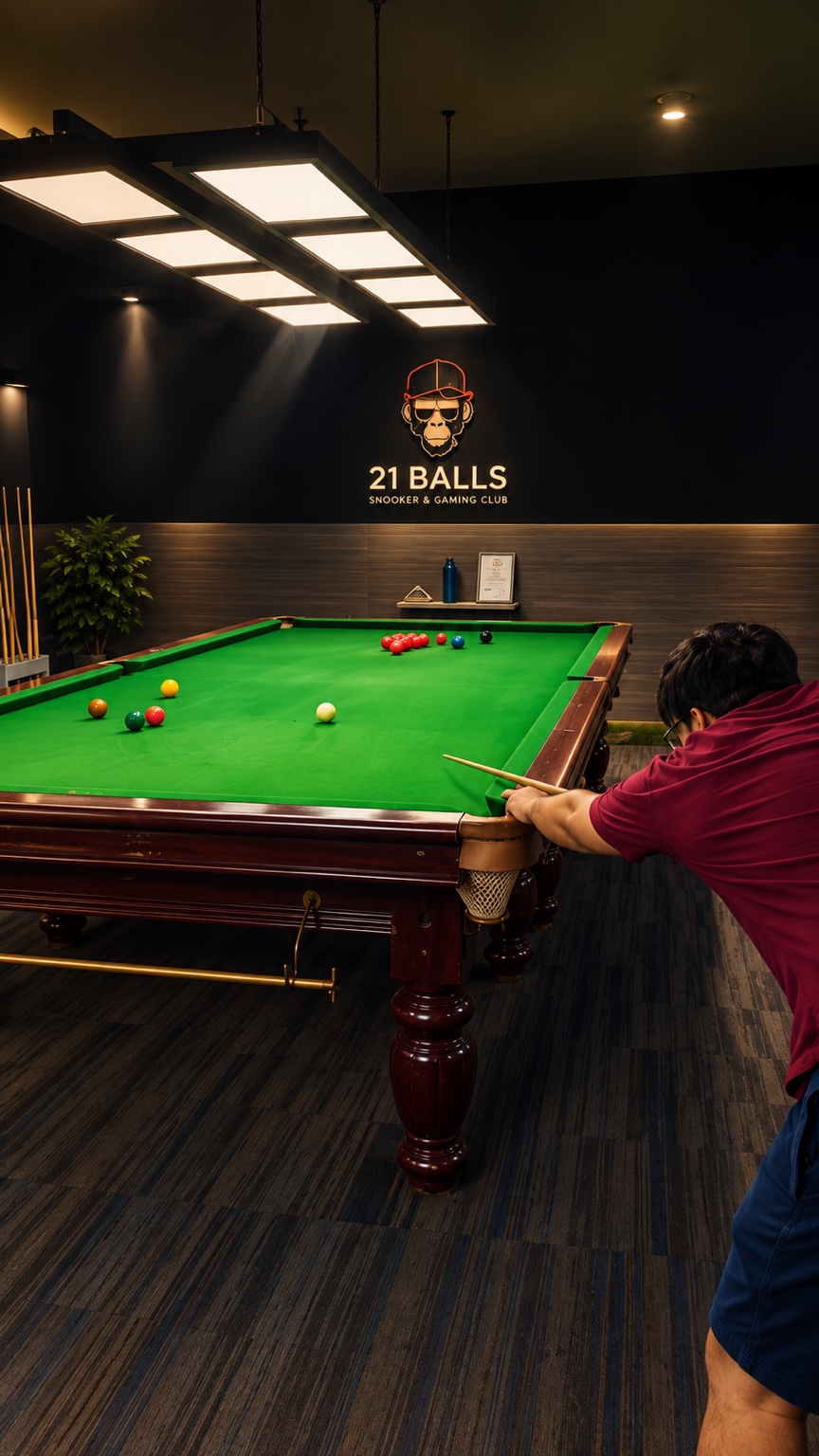 Snooker table and playing area at 21 Balls in Meerut