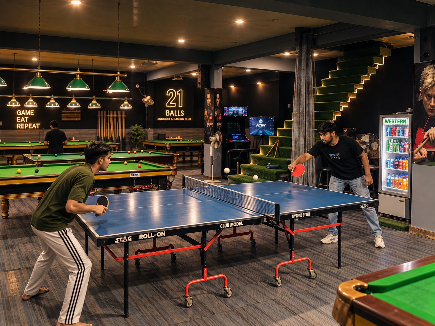 Table tennis area at 21 Balls gaming club in Meerut